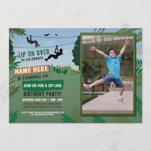Invitation Zip Line Birthday Adventure Park Photo Extérieur