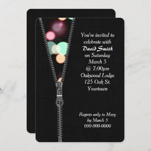 Invitation Zipper avec Fête d'Anniversaire