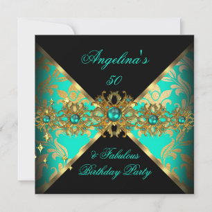 Invitation ZIZZAGO DESIGN Fabuleux 50 Or Jade Damassé Fête