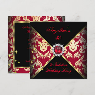 Invitation ZIZZAGO DESIGN Fabuleux 50 Or Rouge Damassé Fête