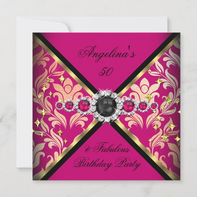 Invitation ZIZZAGO DESIGN Incroyable Or Rose Damassé Fête 2 (Devant)