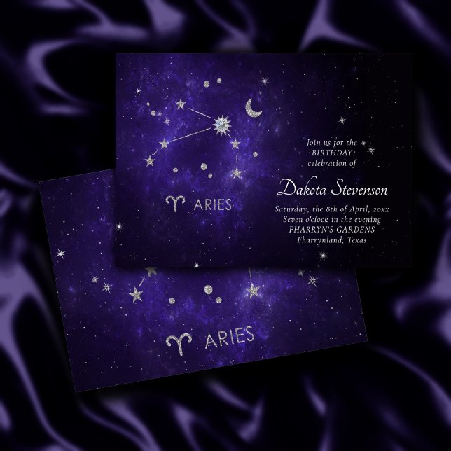 Invitation Zodiac Purple Aries | Horoscope d'astrologie cosmi (Créateur téléchargé)