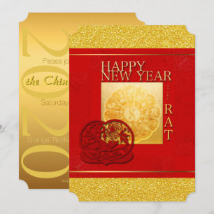 Invitation Zodiac signes Yin Yang Chinese Rat Year 2020 PI