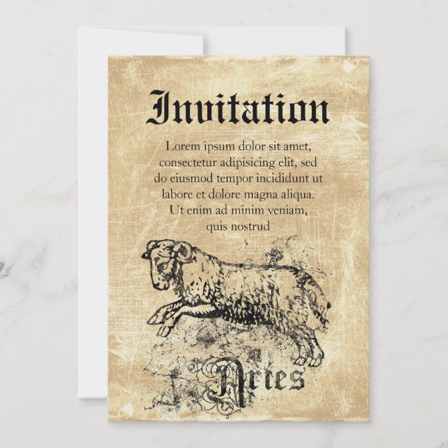 Invitation Zodiaque Bélier Vintage (Devant)