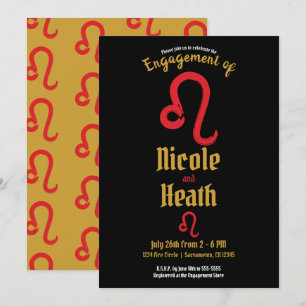 Invitation Zodiaque LEO rouge Astrologie Juillet Août Engagem