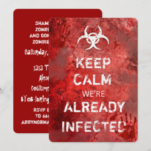 Invitation Zombie Apocalypse Garder calme Halloween Invitatio
