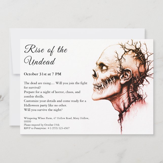 Invitation Zombie Apocalypse Halloween Undead Party Alert (Devant)