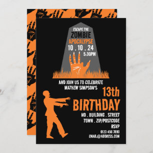 Invitation Zombie Apocalypse Thème Escape Room Anniversaire