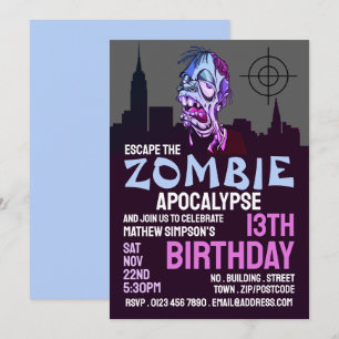 Invitation Zombie Apocalypse Thème Escape Room Anniversaire