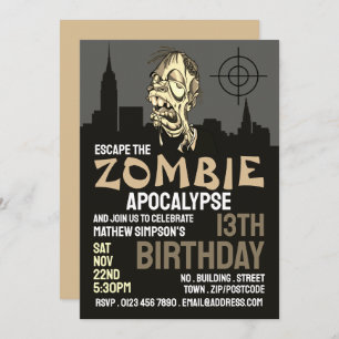 Invitation Zombie Apocalypse Thème Escape Room Anniversaire