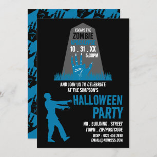 Invitation Zombie Apocalypse Thème Escape Room Halloween