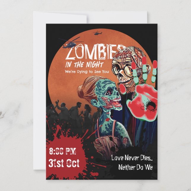 Invitation Zombie Couple Apocalypse Horreur Halloween Invitat (Devant)