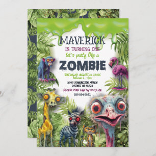Invitation Zombie Safari Animaux Anniversaire