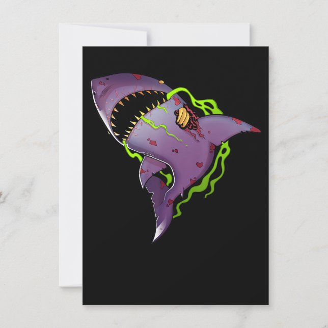 Invitation Zombie Shark - Illustration d'une peur Cool (Devant)