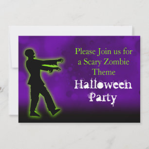Invitation Zombie vert sur violet
