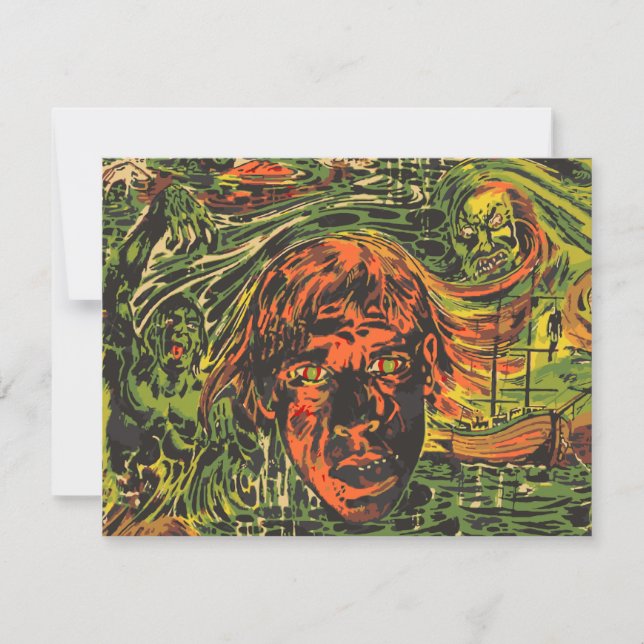 Invitation Zombies d'Halloween vintage, Art de rue Grafitti (Devant)