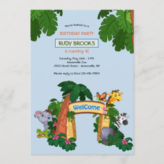 Invitation Zoo Bienvenue Fête d'anniversaire