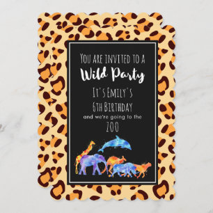 Invitation Zoo d'animaux sauvages Anniversaire sur Empreinte