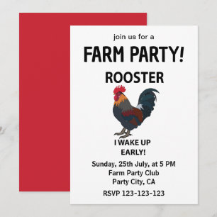 Invitation Zoo de poules à caresser Je me réveille tôt Drôle 