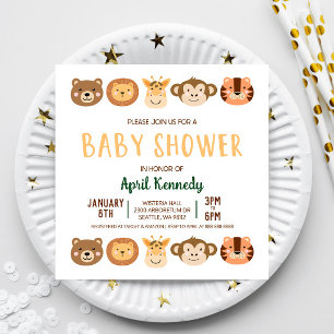 Invitation Zoo Jungle Safari Baby shower animal