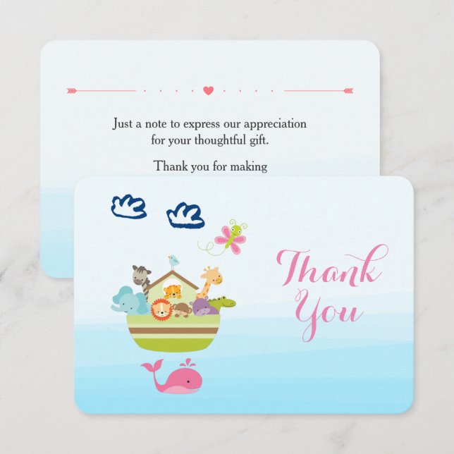 Invitation Zoo Whimsical mignon Baby shower d'arche animal Me (Devant / Derrière)