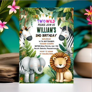 Invitation zoo zebra safari In Two The Wild 2e anniversaire