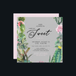 Invitation Zoom Virtual Cactus Rose & Grey Sweet 16 Anniversa<br><div class="desc">Cactus aquarelle. Gris et rose. Sweet 16 Anniversaire Fête Invitation. Zoom. Virtuel.</div>