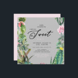 Invitation Zoom Virtual Cactus Rose & Grey Sweet 16 Anniversa<br><div class="desc">Cactus aquarelle. Gris et rose. Sweet 16 Anniversaire Fête Invitation. Zoom. Virtuel.</div>