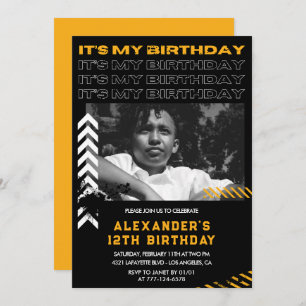 Invitations 12e anniversaire garçon Photo Spray pa