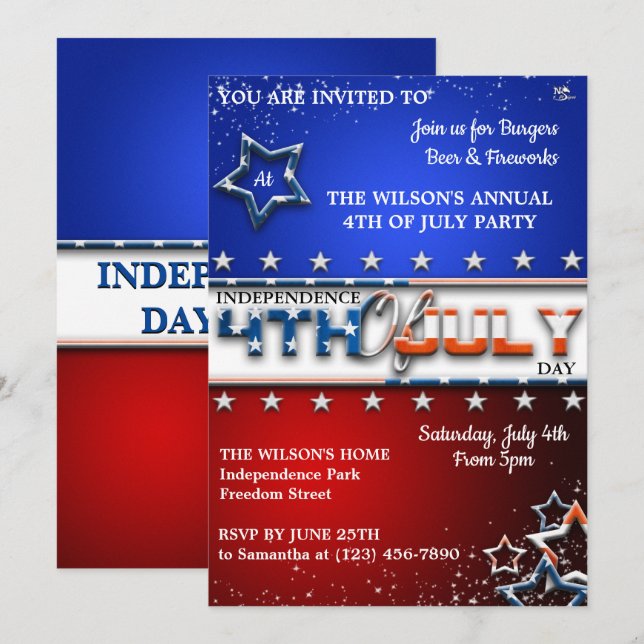 Invitations 4 juillet (Devant / Derrière)