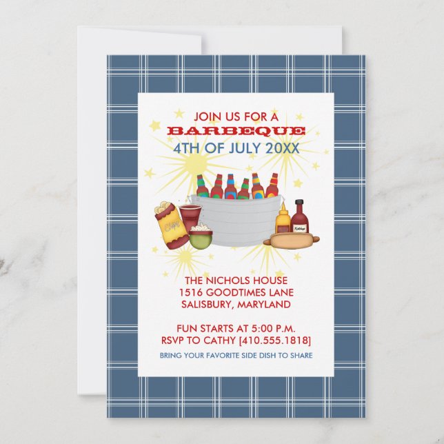 Invitations 4 juillet BBQ Party (Devant)