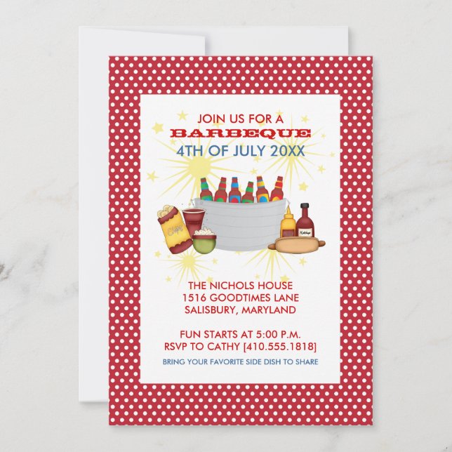 Invitations 4 juillet BBQ Party (Devant)