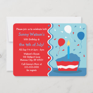 Invitations 4 juillet fête d'anniversaire