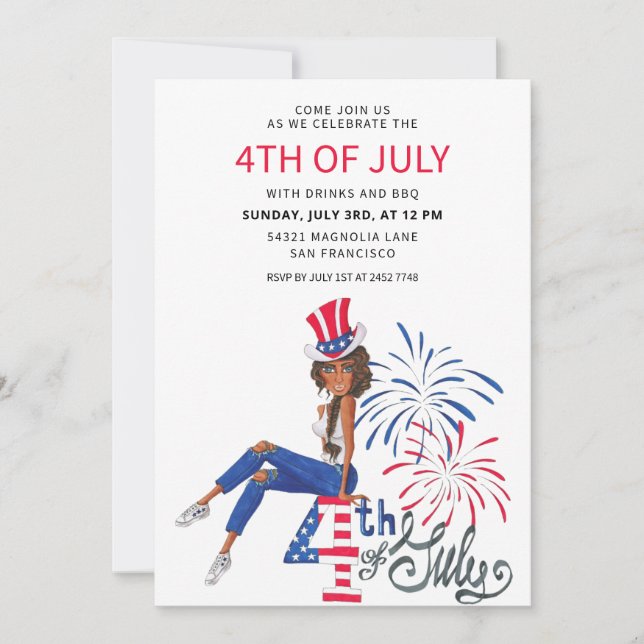 Invitations 4 juillet fille (Devant)