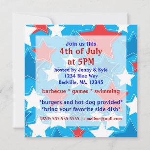 Invitations 4 juillet Stars Party