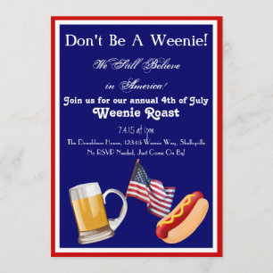 Invitations 4 juillet Weenie Roast