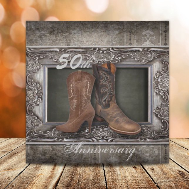 invitations 50e anniversaire de mariage western co (cowboy western country 50th wedding anniversary invitation)