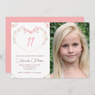 Invitations à 11e anniversaire Boho Floral Photo