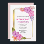 Invitations à 15e anniversaire Fête tropicale<br><div class="desc">Invitations à 15e anniversaire Tropical Party rose</div>