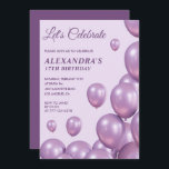 Invitations à 17e anniversaire Ballons Chic Purple<br><div class="desc">Invitations à 17e anniversaire Ballons chic violet moderne</div>