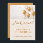 Invitations à 17e anniversaire Ballons Gold<br><div class="desc">Invitations de 17e anniversaire Balloons Or moderne élégant</div>