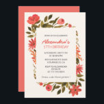 Invitations à 17e anniversaire Floral Boho Elegant<br><div class="desc">Invitations à 17e anniversaire Floral Boho Elegant aquarelle</div>