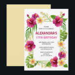 Invitations à 17e anniversaire Tropical Party Luau<br><div class="desc">Invitations à 17e anniversaire Fête tropicale Luau Pink hibiscus</div>