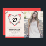 Invitations à 27e anniversaire pour son coeur flor<br><div class="desc">Invitations de 27e anniversaire pour ses Flowers Heart moderne</div>