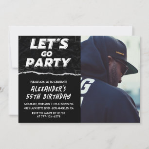 Invitations à 55e anniversaire Hommes Black Photo