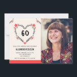Invitations à 60e anniversaire pour son coeur flor<br><div class="desc">Invitations de 60e anniversaire pour son Floral Heart moderne</div>