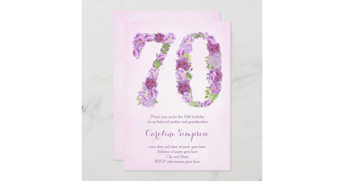Texte Pour Invitation Anniversaire 70 Ans Femme invitations à 70e anniversaire femme, invitations | Zazzle.fr