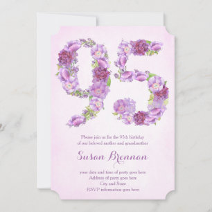Invitations à 95e anniversaire pour une femme, inv