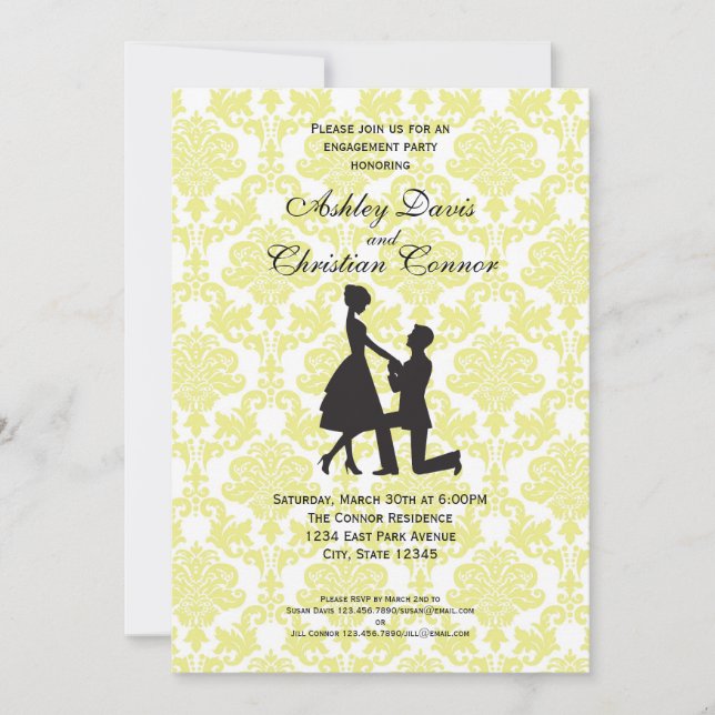 Invitations à Damas jaune citron (Devant)