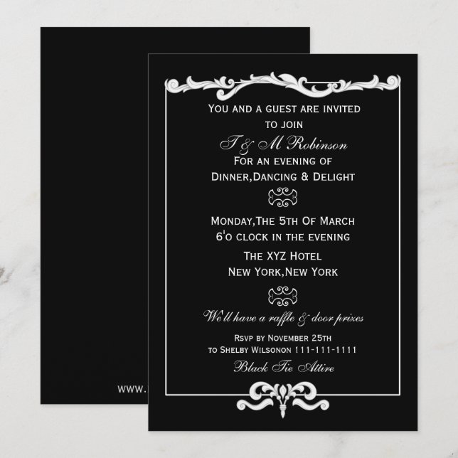 invitations à des événements d'entreprise en noir  (Devant / Derrière)